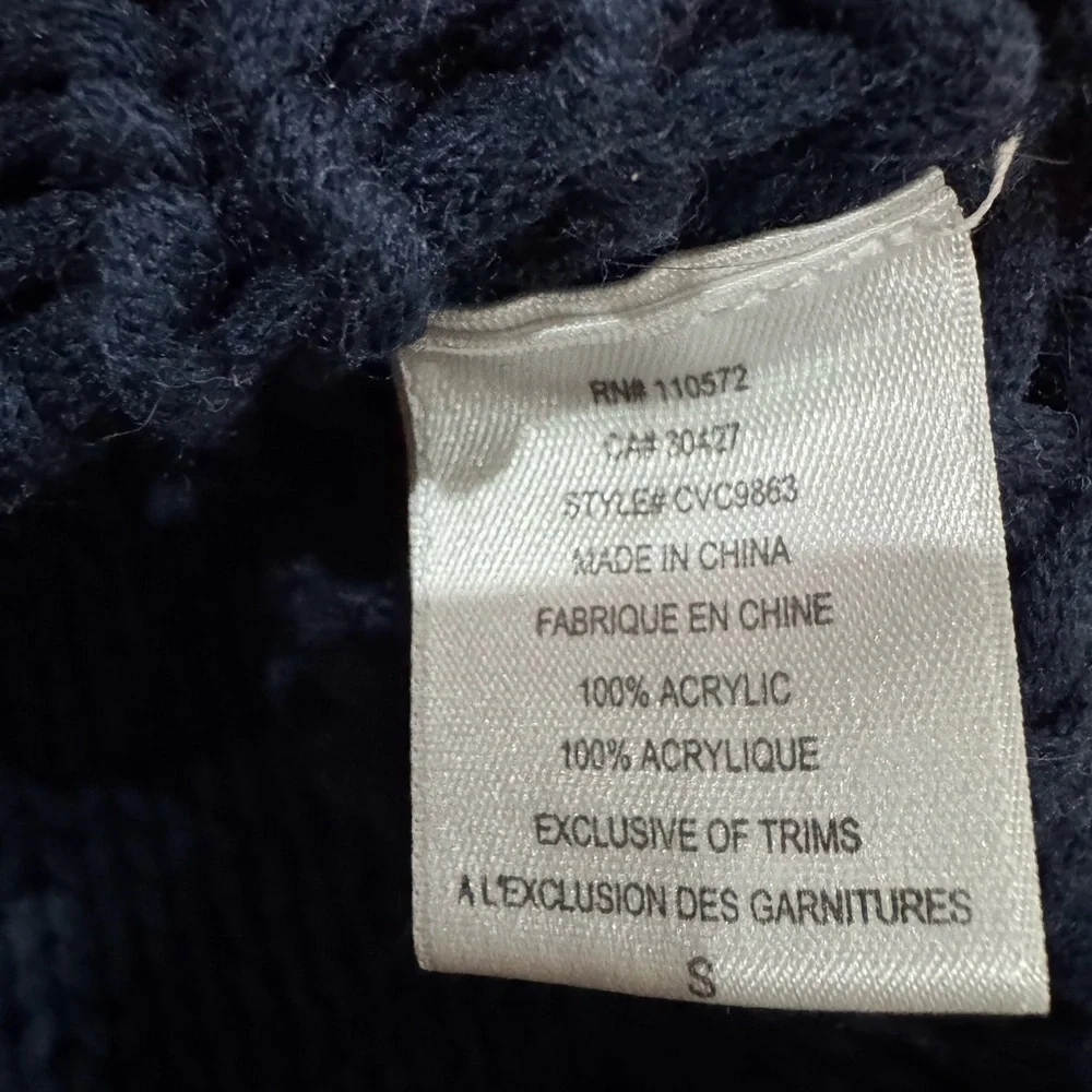 Twelfth Street By Cynthia‎ Vincent Cable Knit Sweater Women’s Size Small Blue